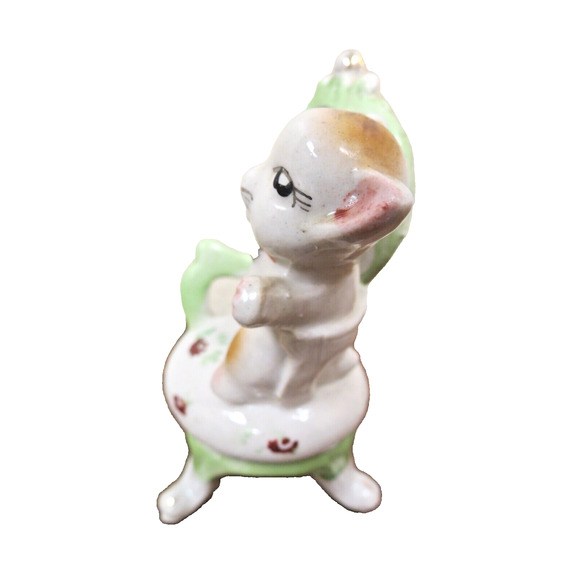 MCM Porcelain Cat On Chair - Japan Mid Century Kitty Kitten Figurine Vintage - Picture 4 of 8